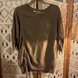 Brown Cashmere and Wool Sweater with Side Tie Detail